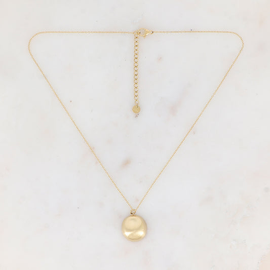 Collier doré avec pampille géométrique brossée 40+5 cm