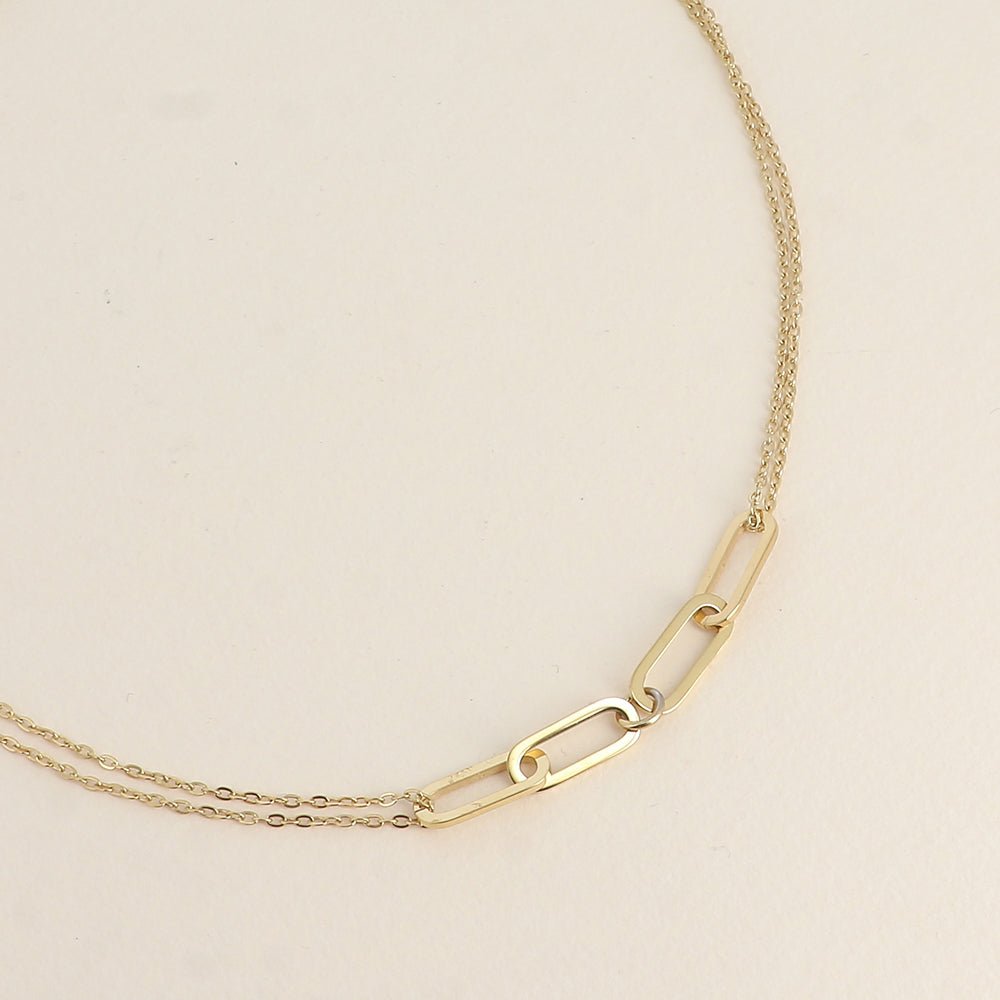 Collier - maille forçat et 4 anneaux ovales 39+5 cm