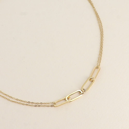 Collier - maille forçat et 4 anneaux ovales 39+5 cm