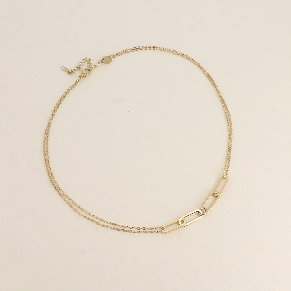 Collier - maille forçat et 4 anneaux ovales 39+5 cm