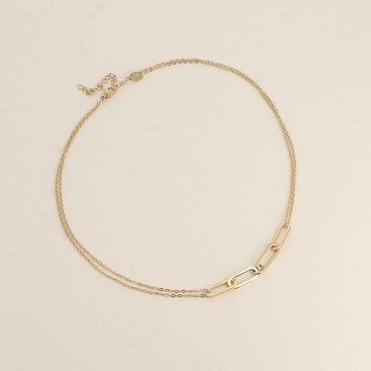 Collier - maille forçat et 4 anneaux ovales 39+5 cm