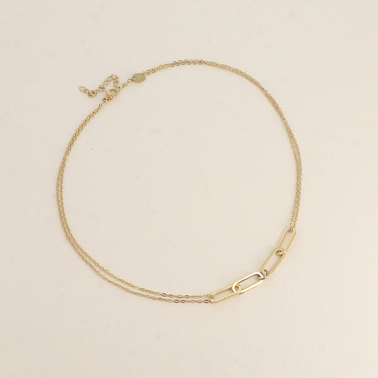 Collier - maille forçat et 4 anneaux ovales 39+5 cm