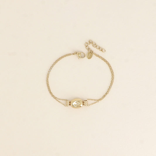 Bracelet - petite pastille bombée et incurvée (16+3 cm)