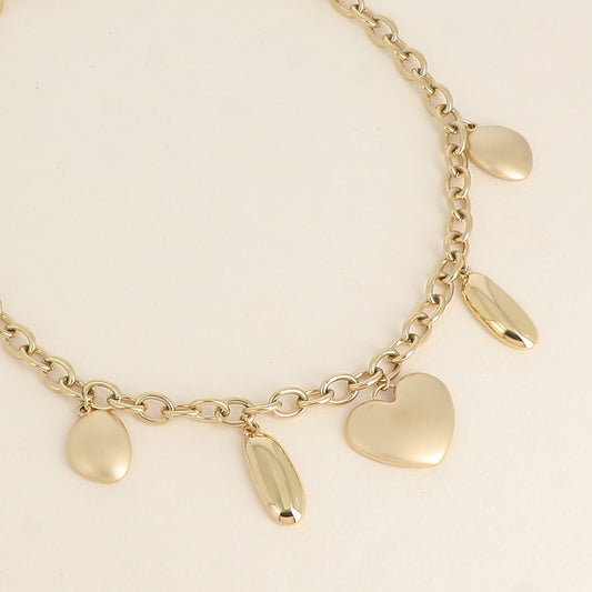 Collier - cœur effet mat et formes géométriques plates 40+5 cm