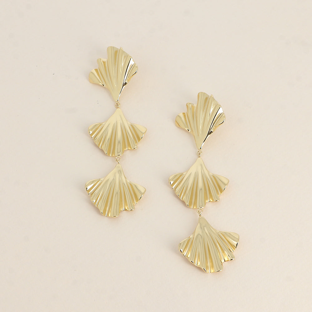 Boucles pendantes - 3 ginkos 28x93 mm