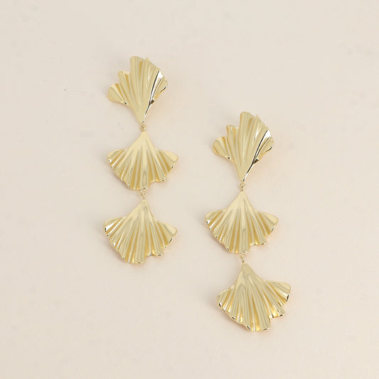 Boucles pendantes - 3 ginkos 28x93 mm
