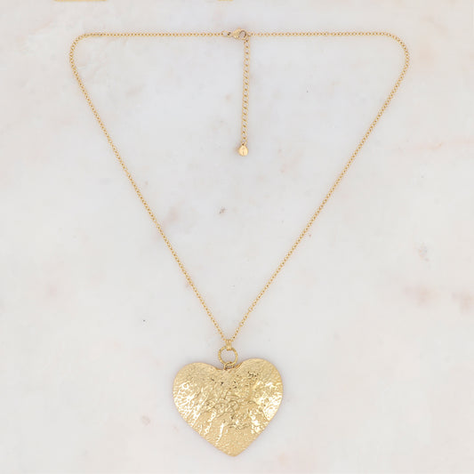 Collier en maille avec cœur martelé (50+5CM)