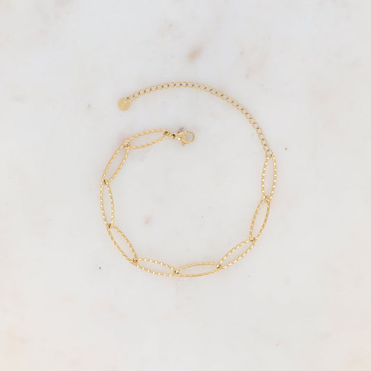 Bracelet - maillons ovales texturés (Epaisseur de la maille : 6 mm)
