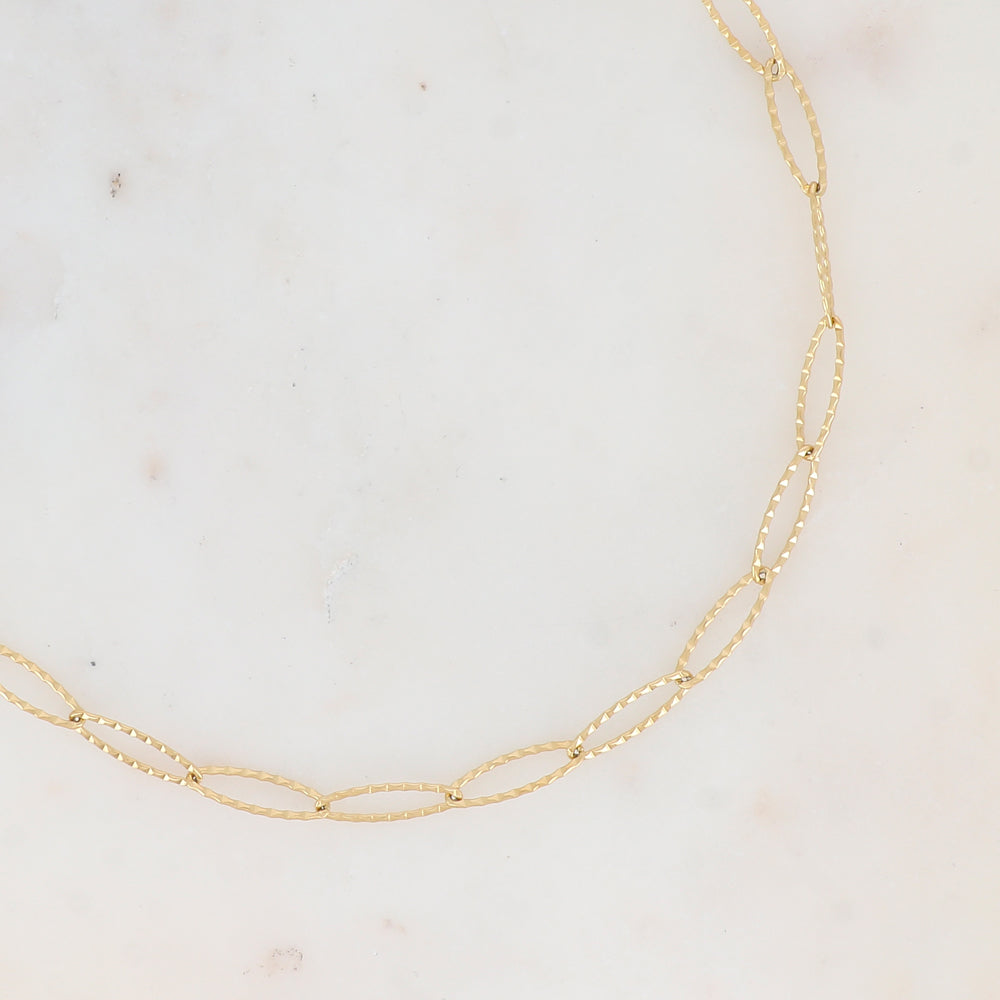 Collier - maillons ovales texturés (Epaisseur de la maille : 6 mm) (38+7CM)