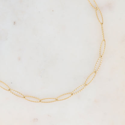 Collier - maillons ovales texturés (Epaisseur de la maille : 6 mm) (38+7CM)