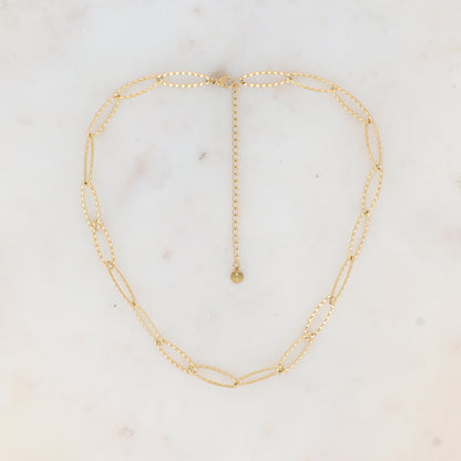 Collier - maillons ovales texturés (Epaisseur de la maille : 6 mm) (38+7CM)