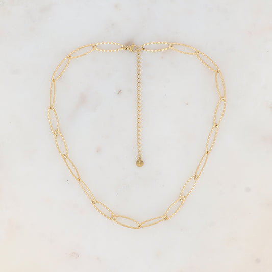 Collier - maillons ovales texturés (Epaisseur de la maille : 6 mm) (38+7CM)
