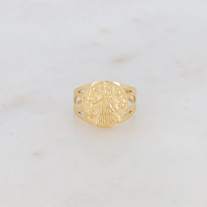Bague avec la signe astro Vierge avec gravure au dos