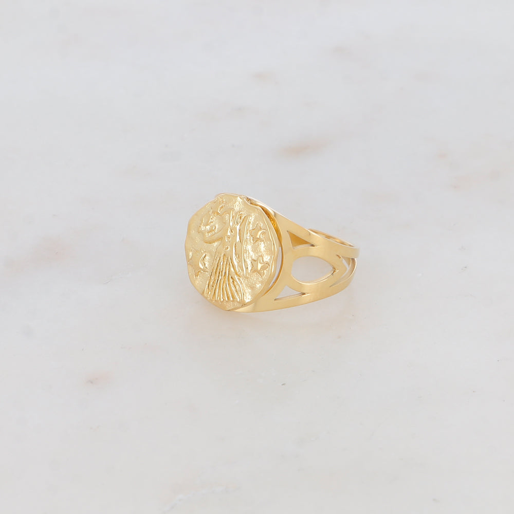 Bague avec la signe astro Vierge avec gravure au dos