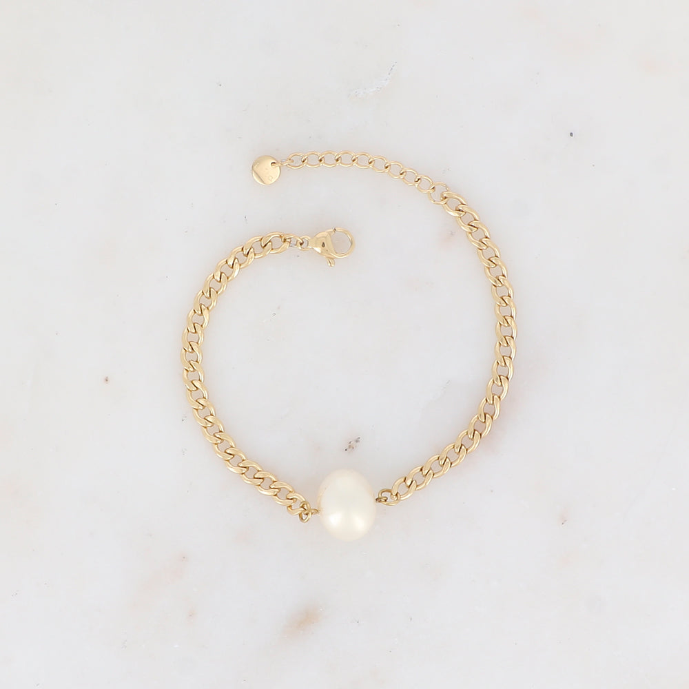 Bracelet en maille avec perle en résine effet nacré