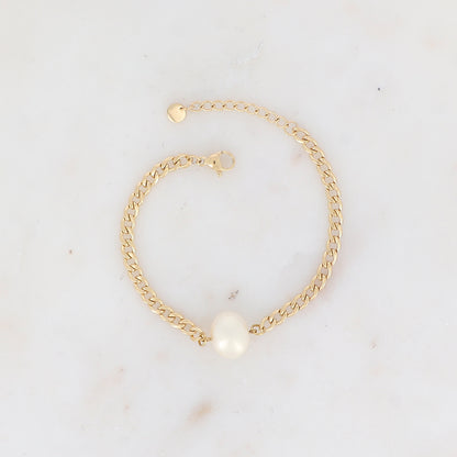 Bracelet en maille avec perle en résine effet nacré