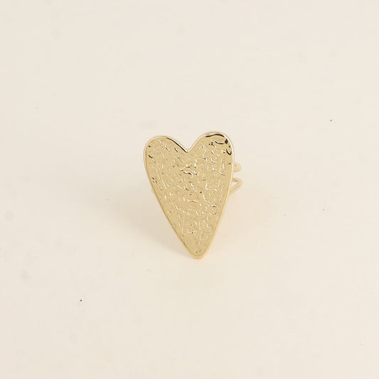 Bague - grand cœur martelé