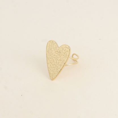 Bague - grand cœur martelé