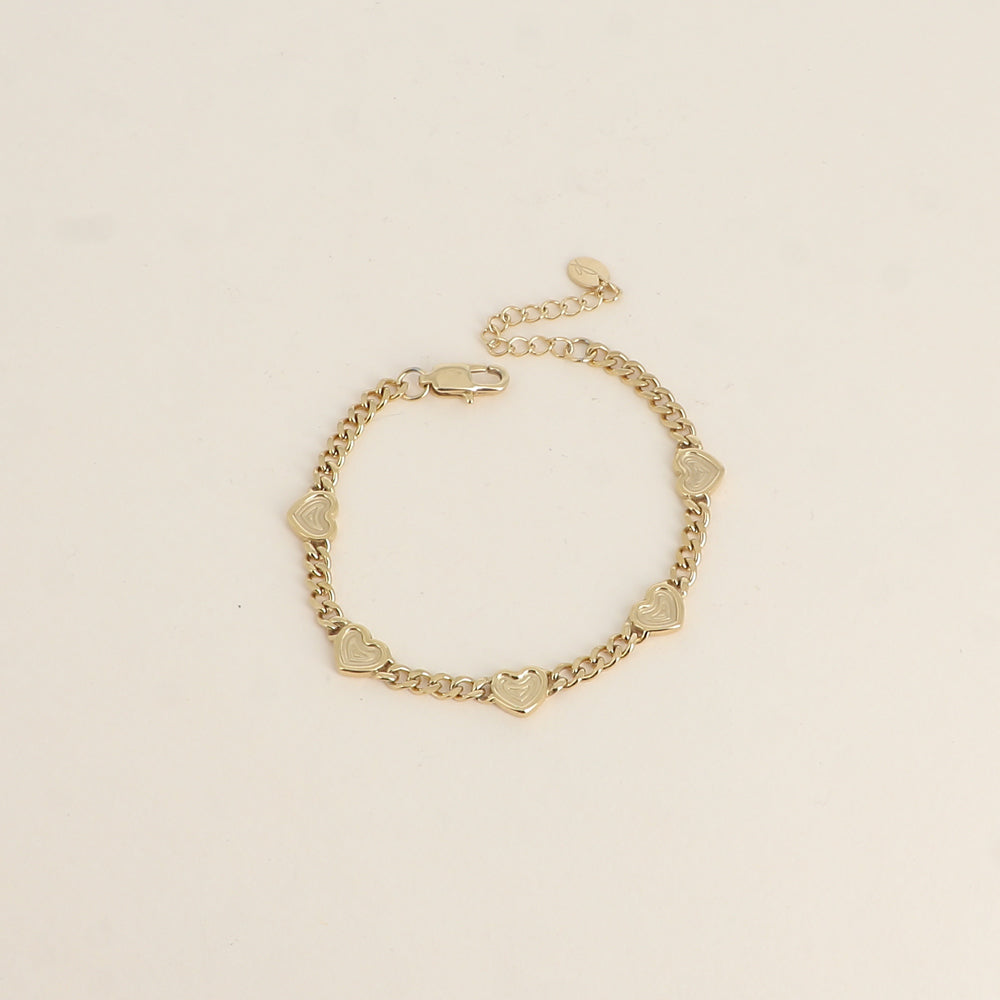 Bracelet - 5 cœurs (16+3 cm)