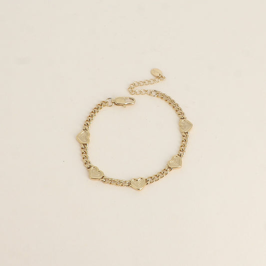 Bracelet - 5 cœurs (16+3 cm)