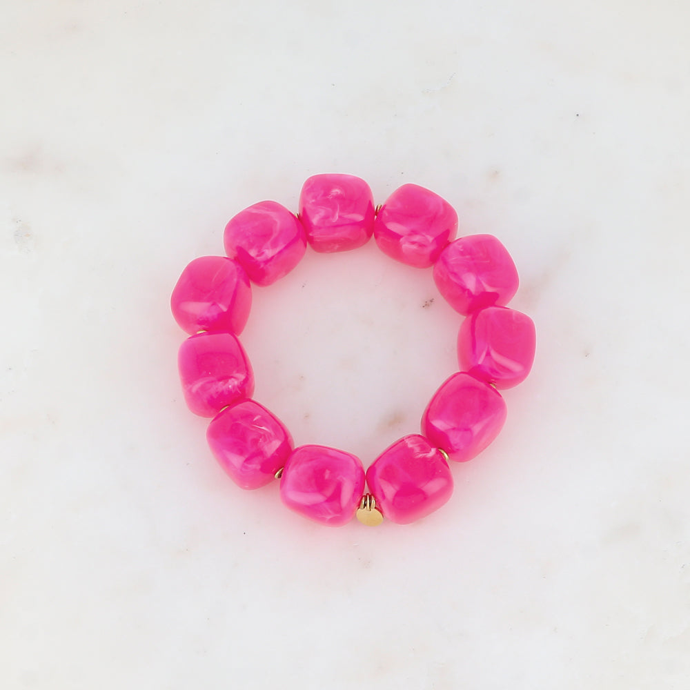 Bracelet élastique avec perles en résine colorée
