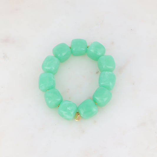 Bracelet élastique avec perles en résine colorée