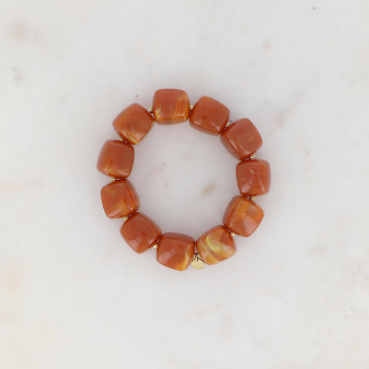 Bracelet élastique avec perles en résine colorée