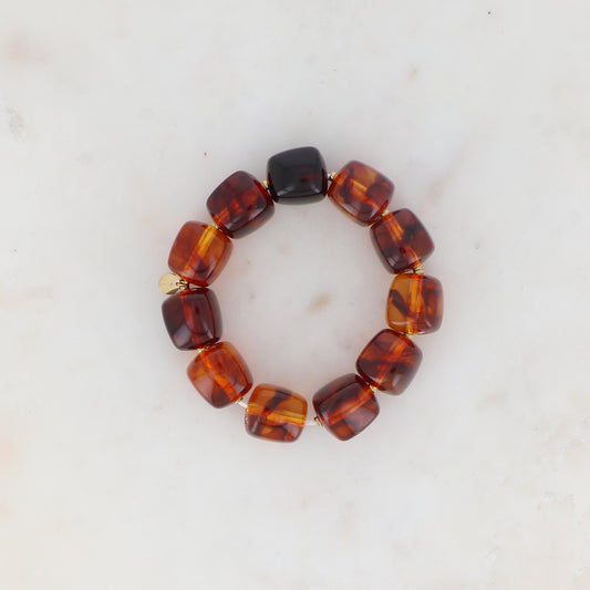 Bracelet élastique avec perles en résine colorée