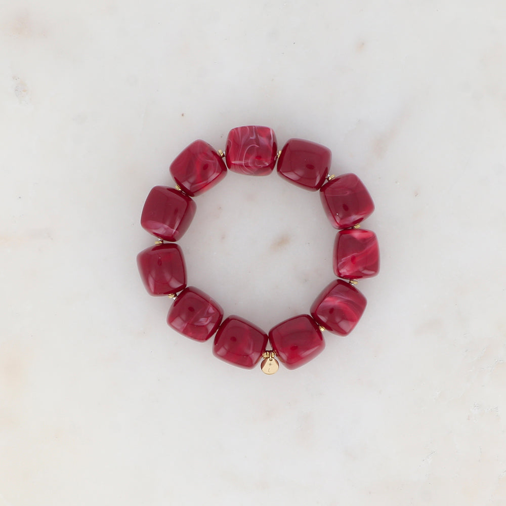 Bracelet élastique avec perles en résine colorée