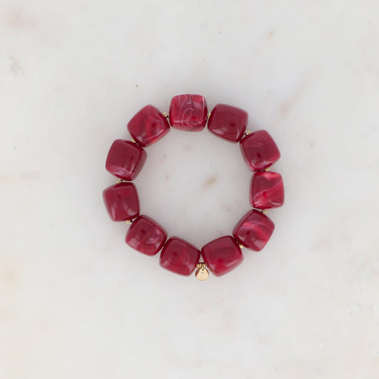 Bracelet élastique avec perles en résine colorée