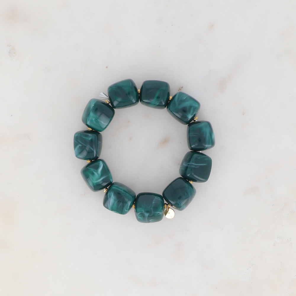 Bracelet élastique avec perles en résine colorée