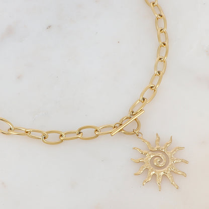 Collier en maille avec soleil (45+5CM)