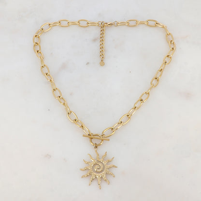 Collier en maille avec soleil (45+5CM)