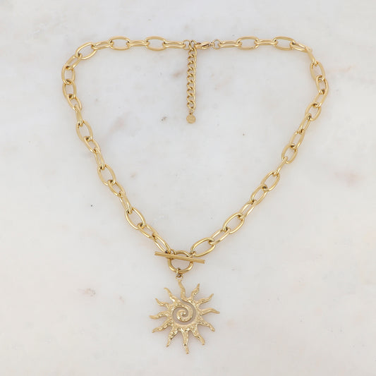 Collier en maille avec soleil (45+5CM)
