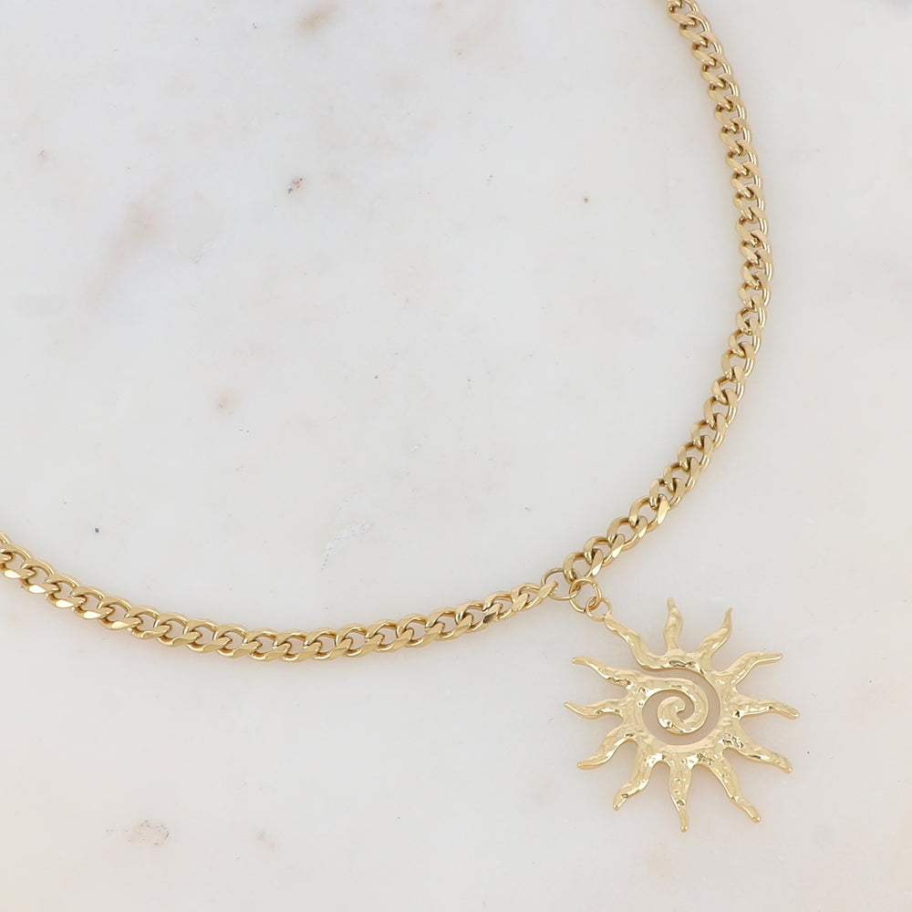 Collier en maille avec soleil (37+7CM)