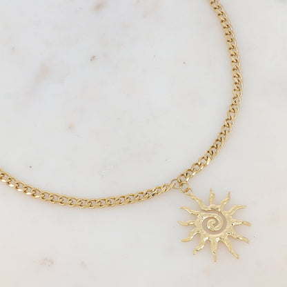 Collier en maille avec soleil (37+7CM)