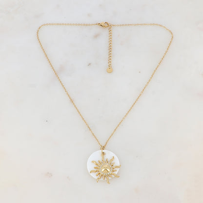 Collier avec soleil strassé strassé et nacre (40+5CM)