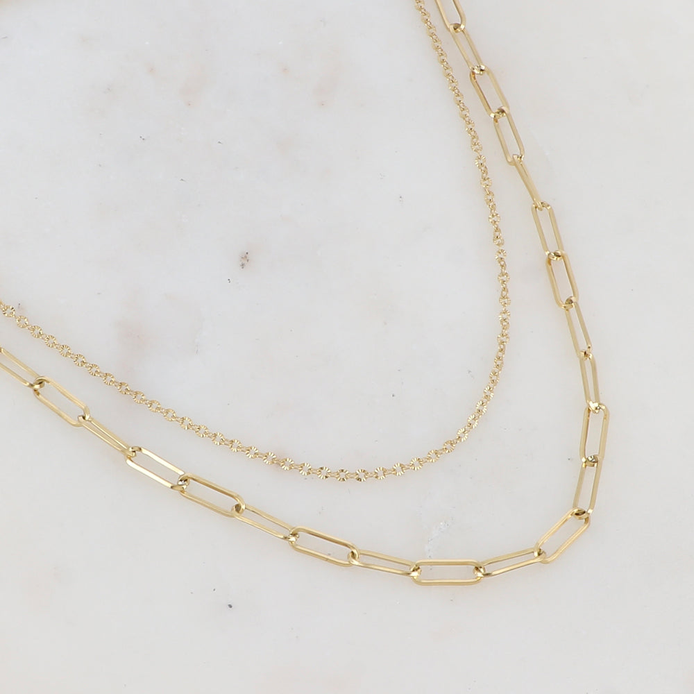 Collier double rangs avec maille (39/44+7CM)