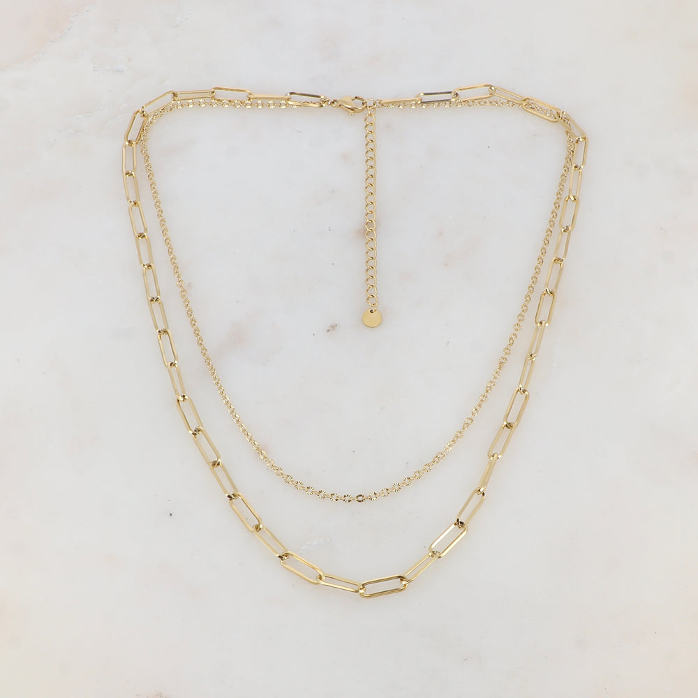 Collier double rangs avec maille (39/44+7CM)