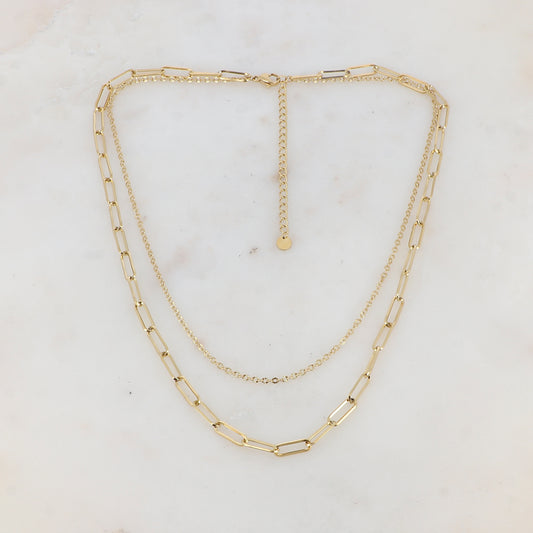 Collier double rangs avec maille (39/44+7CM)