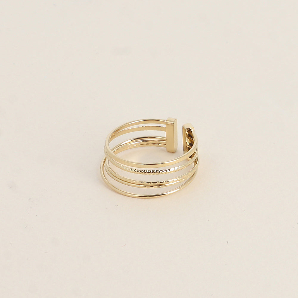 Bague - 5 anneaux lisses et striées