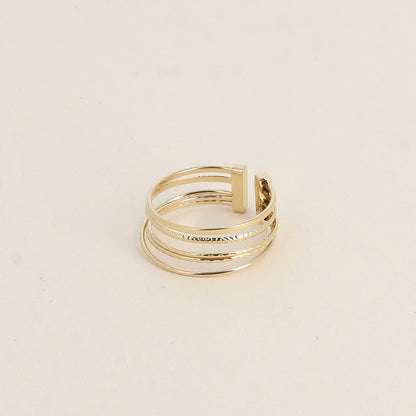 Bague - 5 anneaux lisses et striées
