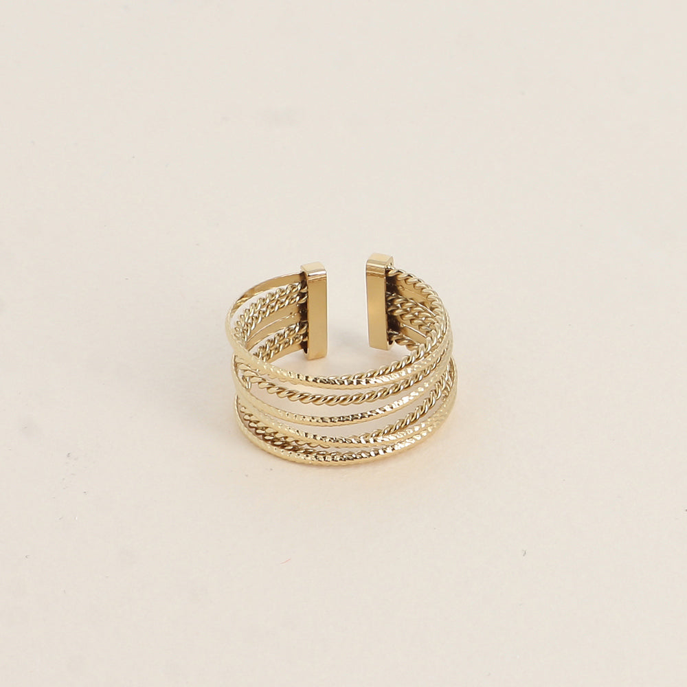 Bague - 8 anneaux lisses et torsadés