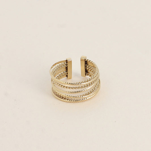 Bague - 8 anneaux lisses et torsadés