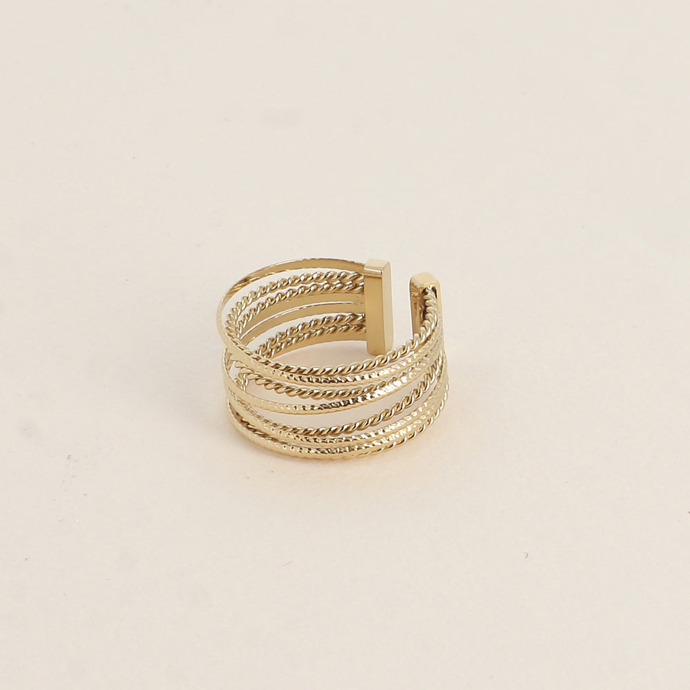 Bague - 8 anneaux lisses et torsadés