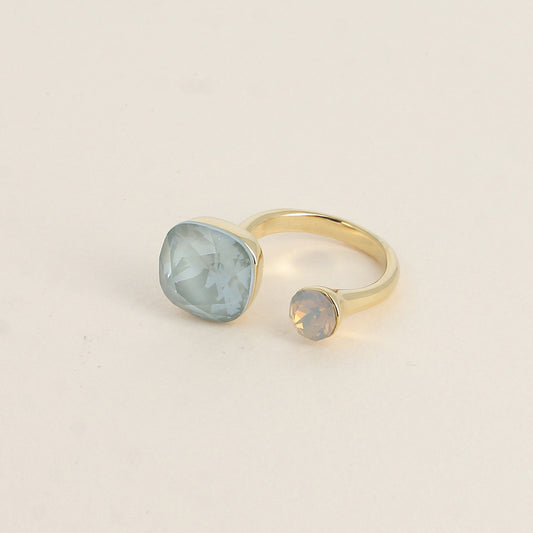 Bague - ornée de 2 cristaux de Swarovski® - Agave ignite & Light grey opal