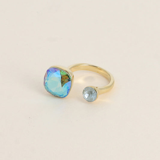 Bague - ornée de 2 cristaux de Swarovski® - Erinite shimmer & Agave ignite