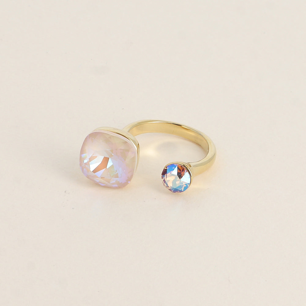 Bague - ornée de 2 cristaux de Swarovski® - Ivory cream delite