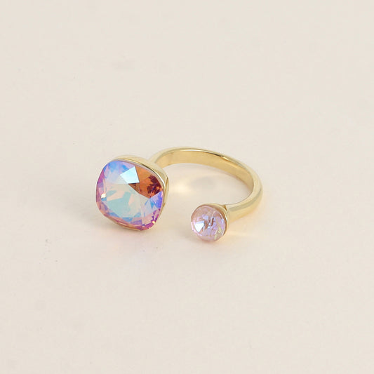 Bague - ornée de 2 cristaux de Swarovski® - LT colorado & Topaz shimmer