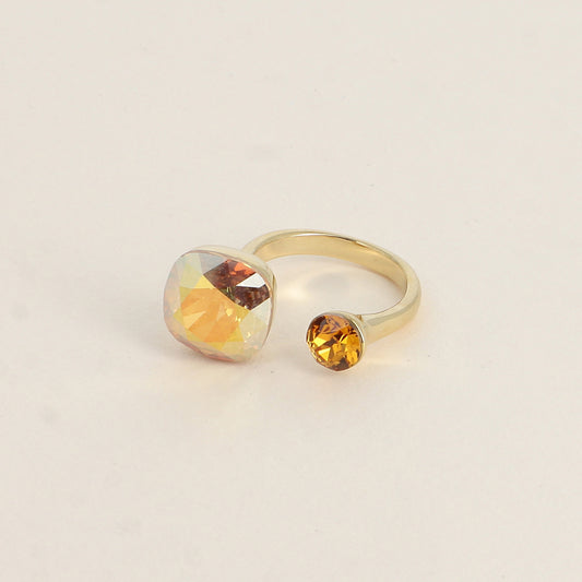 Bague - ornée de 2 cristaux de Swarovski® - Metallic sunshine & Topaz